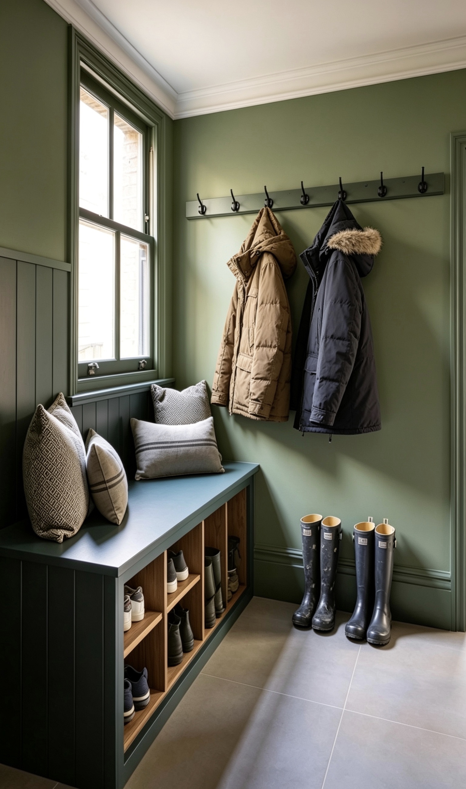 Bespoke boot room and fitted storage in Newmarket Cambridgeshire by Cromwell Interiors