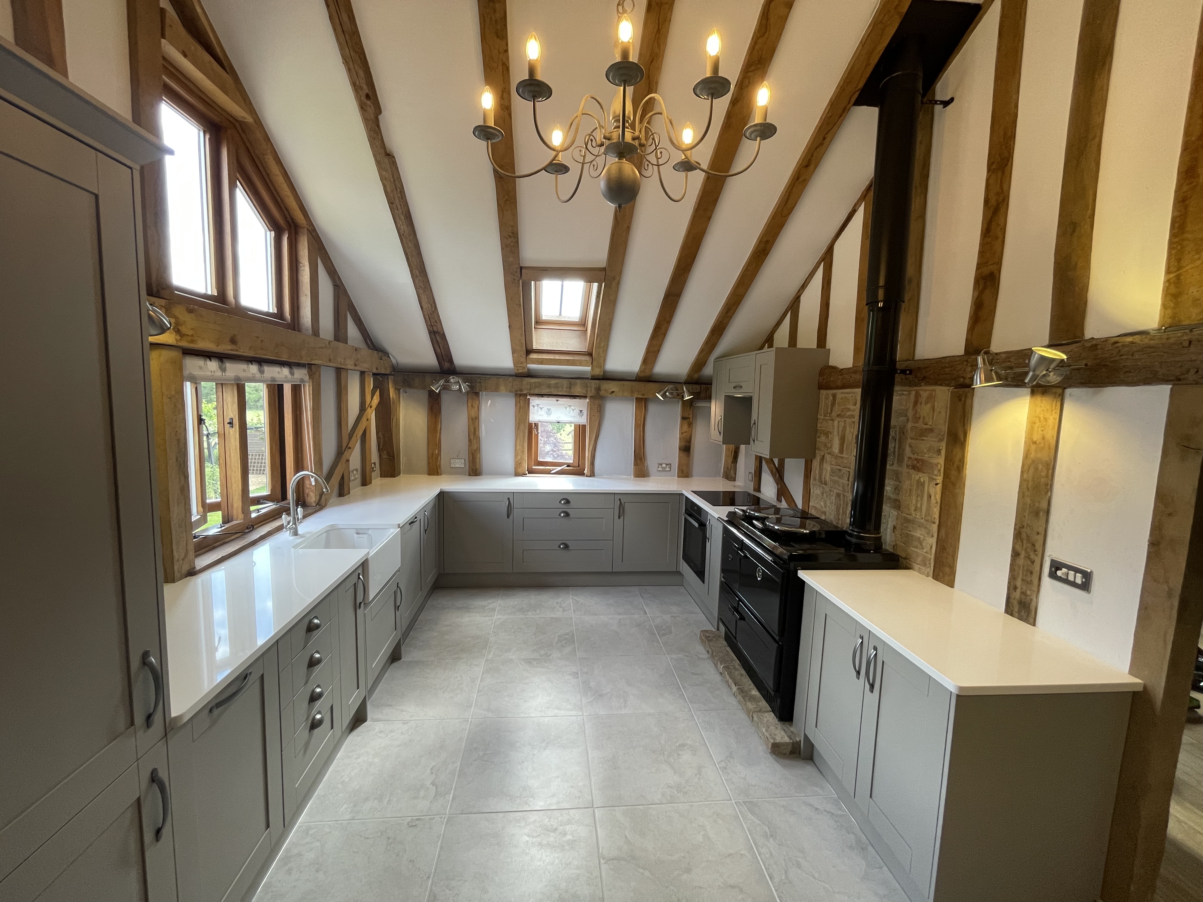 Bespoke kitchen in barn conversion in St Neots Cambridgeshire by Cromwell Interiors